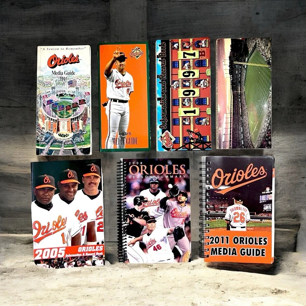 7 Vintage Baltimore Orioles MLB Baseball Media Guides 1991, 1995, 1997, 1999, 05